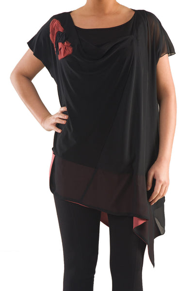 La Mouette Women's Plus Size Draped Flare Chiffon Tunic