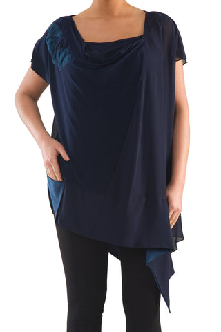 La Mouette Women's Plus Size Draped Flare Chiffon Tunic