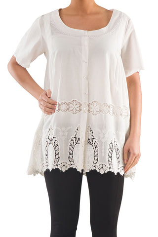 La Mouette Women's Plus Size Embroidered Voile Tunic