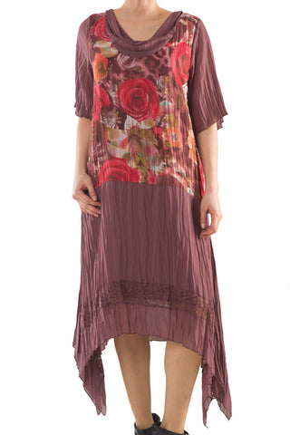 La Mouette Women's Plus Size Dress with Lace & Print