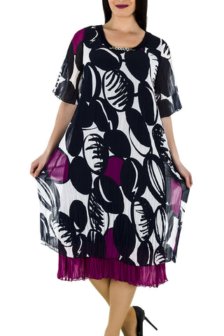 La Mouette Women`s Plus Size Digital Print Mesh Dress