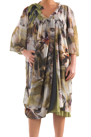 La Mouette Women's Plus Size Digital Print Chiffon Dress