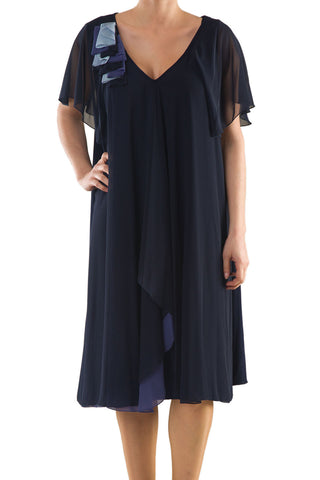 La Mouette Women's Plus Size Chiffon Dress with Kimono Sleeves