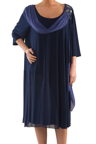 La Mouette Women's Plus Size Chiffon Dress with Sash