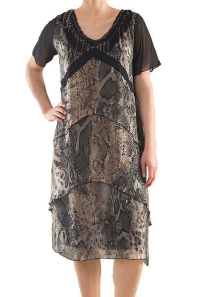 La Mouette Women's Plus Size Layered Animal Print Dress
