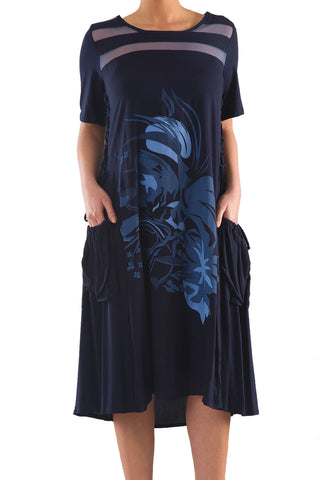 La Mouette Women's Plus Size Dress with Pockets & Print